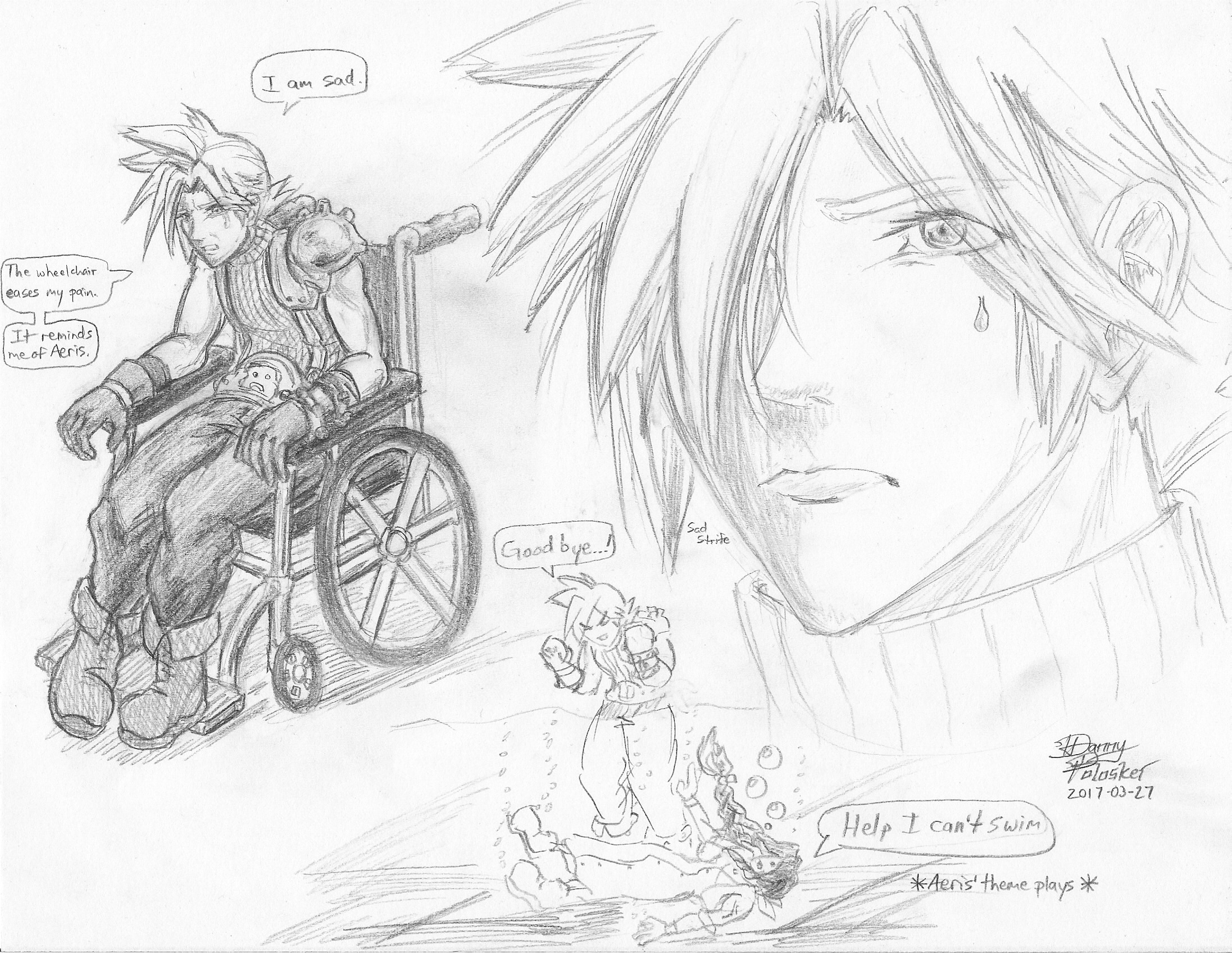 Final Fantasy 7 - Cloud Strife in Wheelchair by Danny Poloskei
