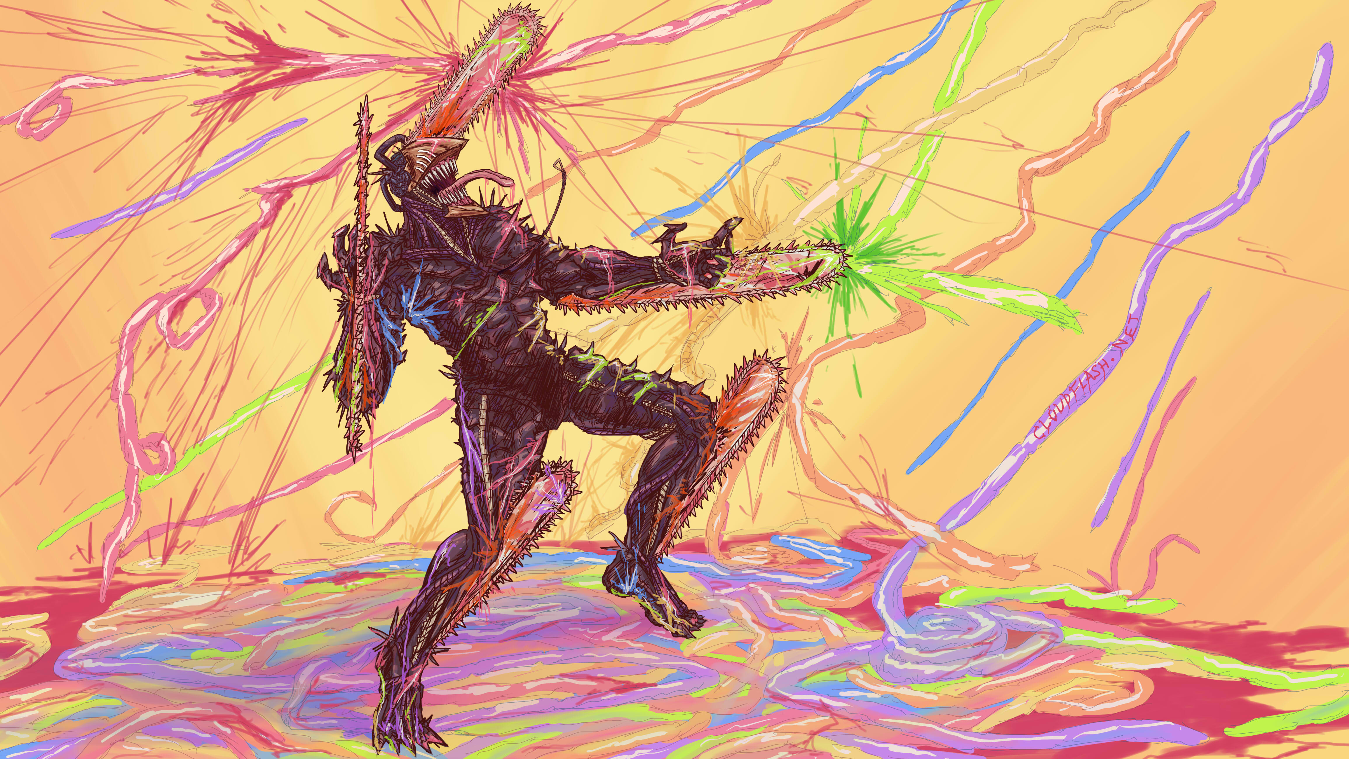 Chainsaw Man (with rainbow guts) by Danny Poloskei