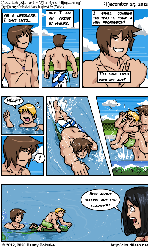 Based on Hisho's life. Disclaimer: no children drowned in the making of this comic. Does anyone ever drown? What do lifeguards even DO?!