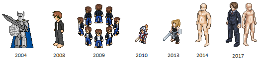 A timeline of my attempts at 2D isometric pixel art for MMO projects.
