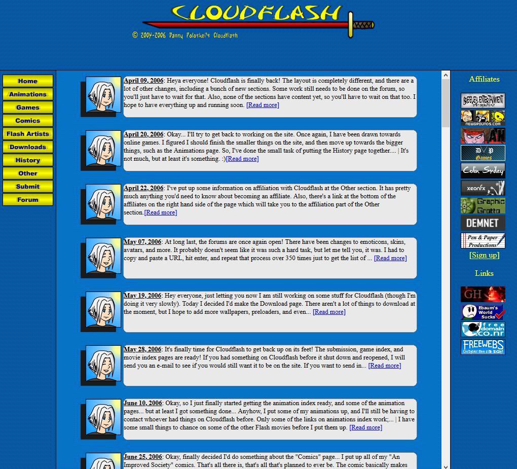 A snapshot of Cloudflash circa 2006-2007.