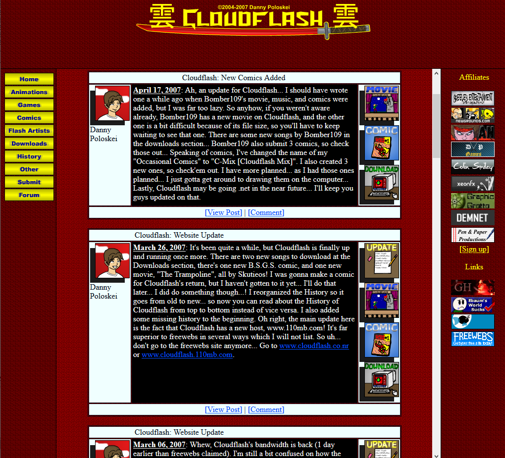 A snapshot of Cloudflash circa 2007.